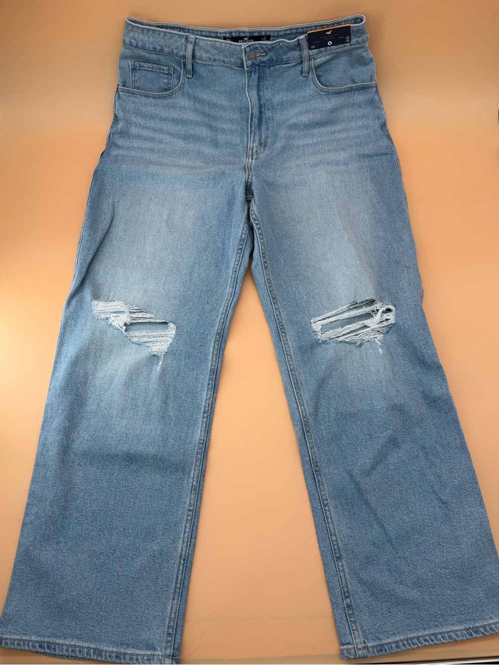 Hollister Ultra High Rise Dad Jeans Vintage Stretch Wide Straight Legs Baggy